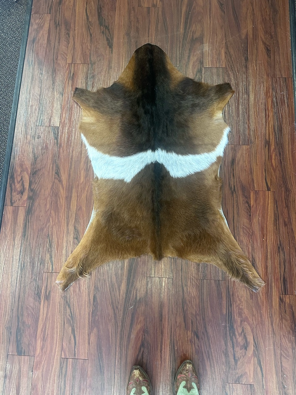 Premium Brown and White goathide Rug - Home Accents